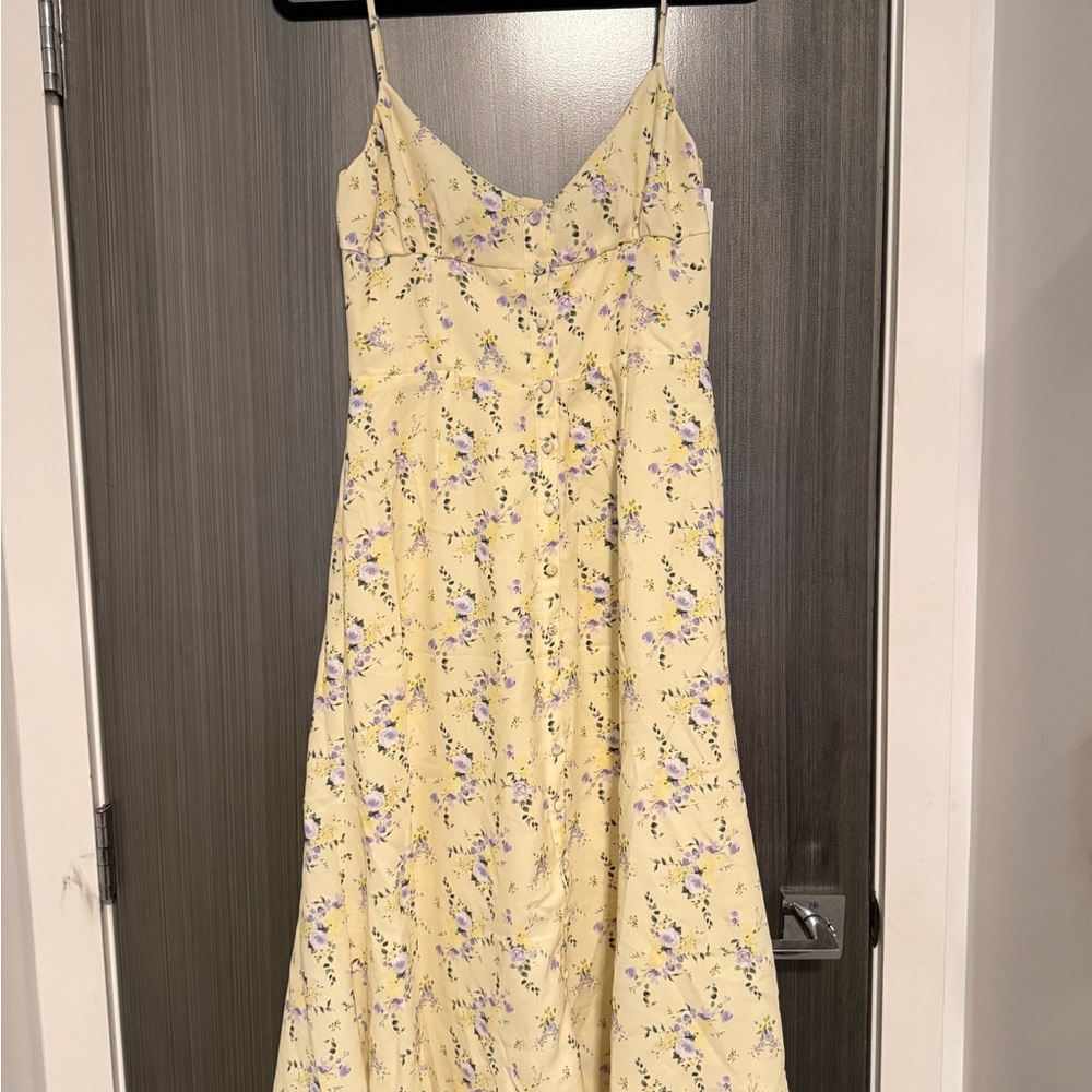 NWT House of CB Yellow Floral Maxi Slip Dress